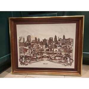 RARE 1975 Dennis Bivens "City Of Fountains" Kansas City Marble Etching 342/5000